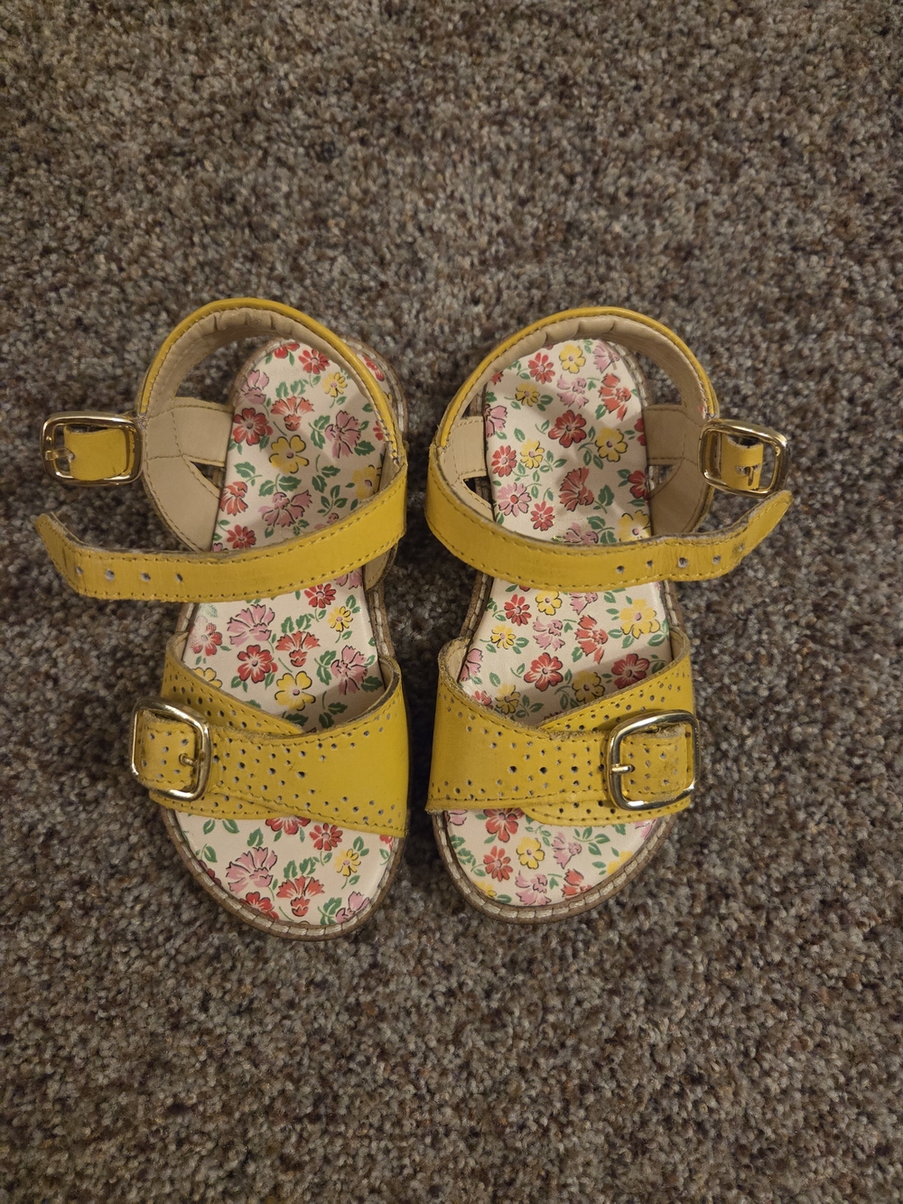 Mini Boden Yellow Floral Insole Buckle Sandals